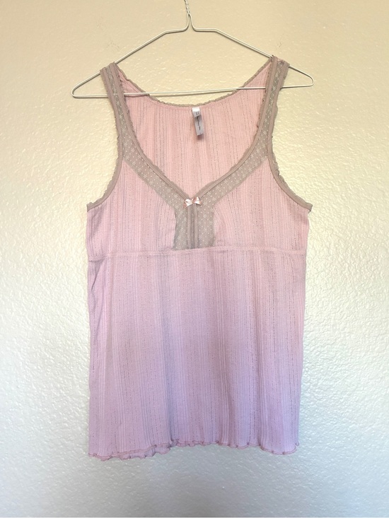 Old Navy Tops - Vintage Old Navy Intimates Babydoll Cami Tank Top Pink Lace-Accent Coquette Y2K